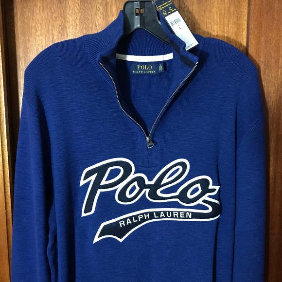 Polo Ralph Lauren Varsity Half Zip Cotton Sweater - Picture 3 of 5